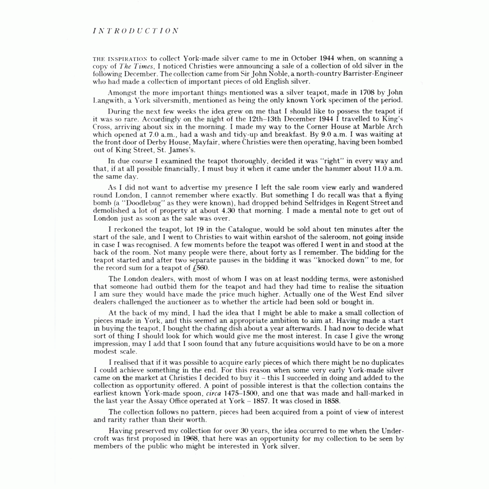 YORK SILVER 1475 - 1858: A permanent exhibition York Minster Undercroft